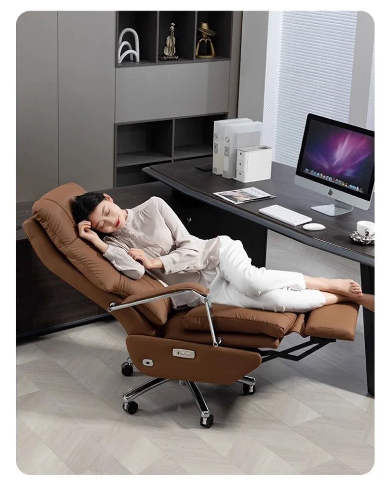 Minimalist Leather Lounge Chair With Lumbar Support — Sand Beige | KIMLUD