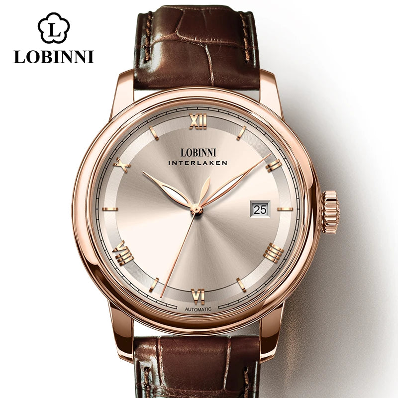 Switzerland LOBINNI Men Watches Luxury Brand Perpetual Calender Japan MIYOTA Auto Mechanical Men's Clock Sapphire Leather