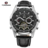 Leather Mechanical Tourbillon Watch — Black | KIMLUD