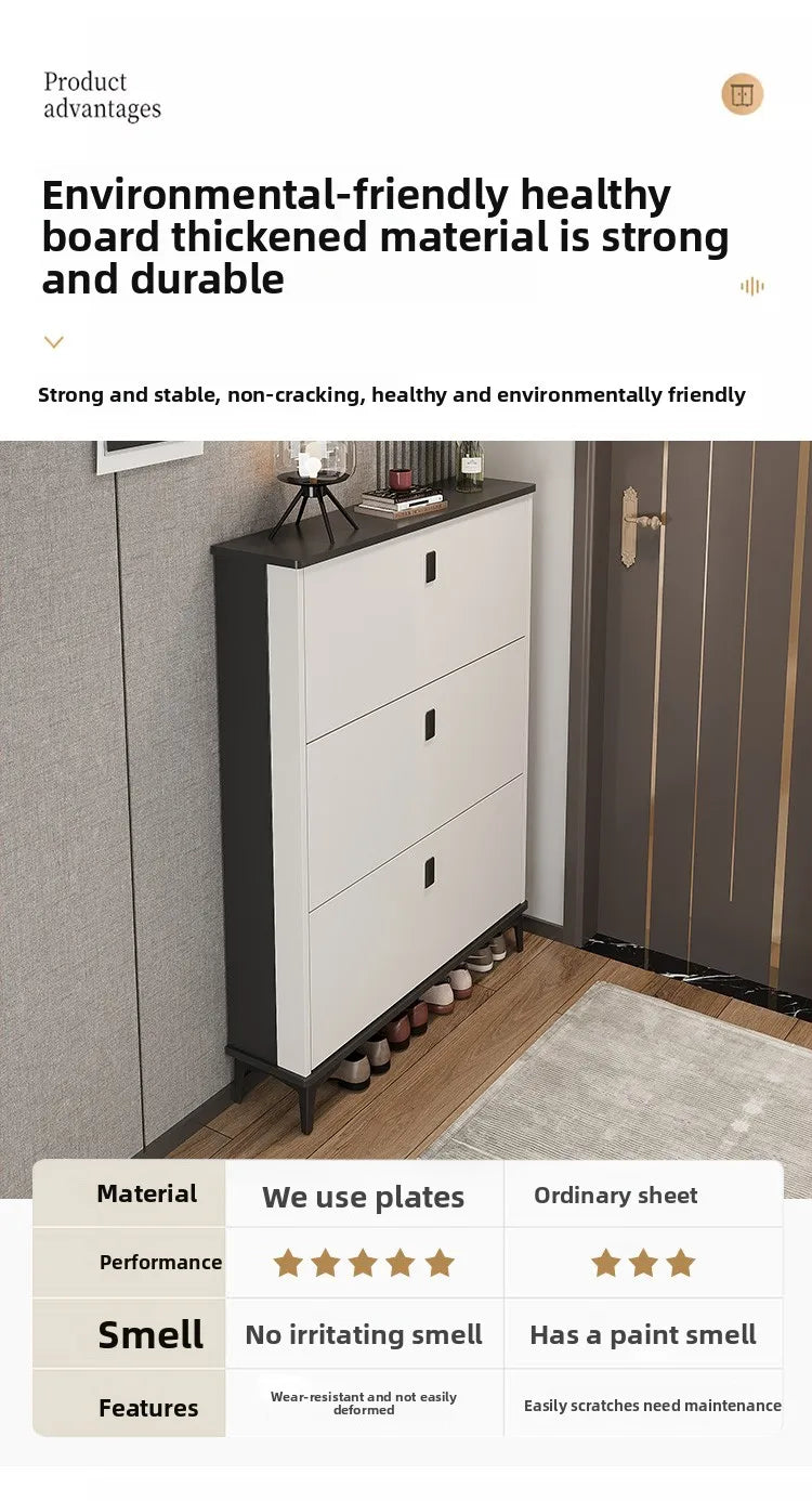 Ultra-Thin MDF Entryway Shoe Cabinet Large Capacity — Cool Gray | KIMLUD