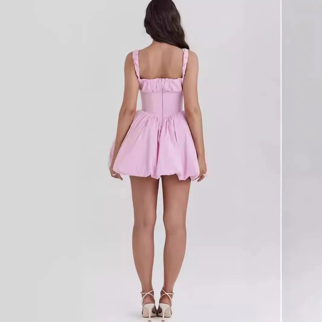 Sweet Square Collar Tunic Slim Slip Mini Dress For Women Empire Lace Dress