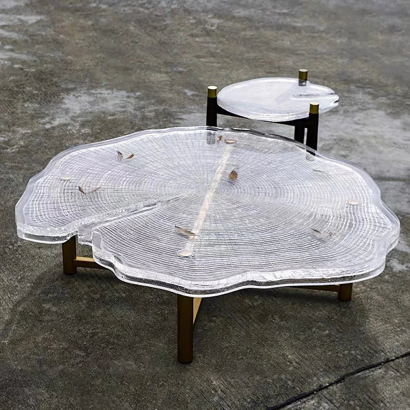 Modern Asymmetrical Transparent Coffee Table Creative Design for Luxury Tea Table Panel Small Apartment Living Room Furniture