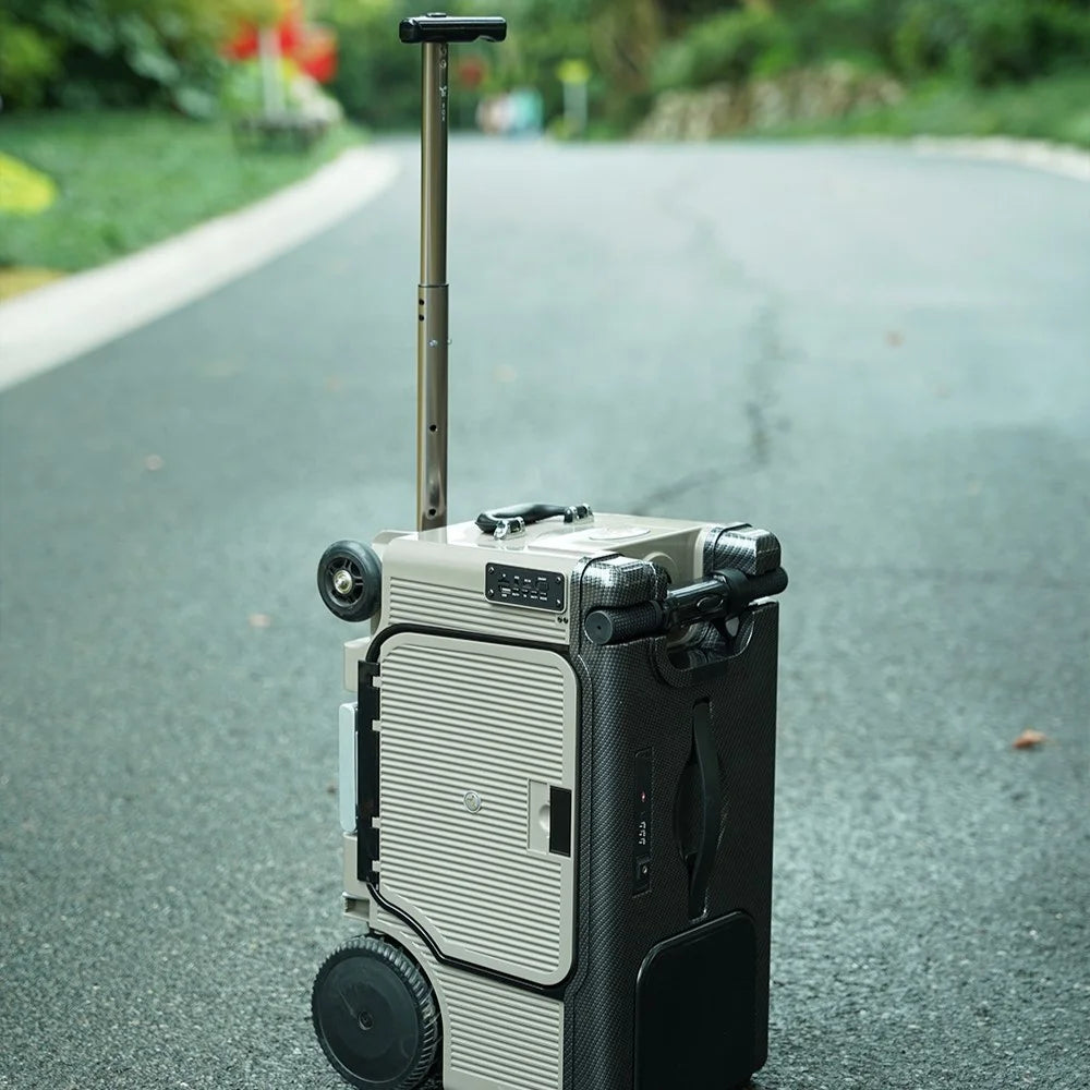 Matte ABS Exterior Luggage Travel Trolley Smart Scooter Riding — Black | KIMLUD