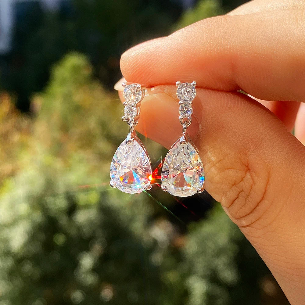 Drop Earrings – Water Drop – Cubic Zirconia White/Purple | KIMLUD