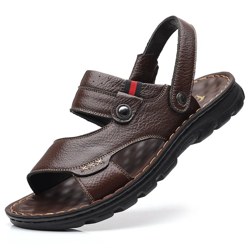 PU Leather Sandals Back Strap — Rich Brown | KIMLUD