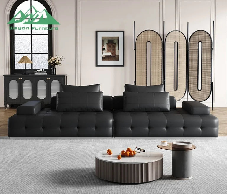 Modern Synthetic Leather Upholstered Sectional Sofa for Living Room and School Use Home Furniture