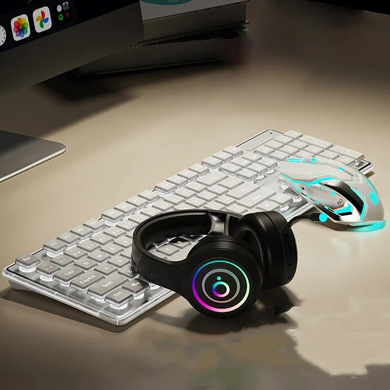 Metal Chassis Keyboard And Mouse Set Ultra-Thin Wireless Mechanical — Matte Black | KIMLUD