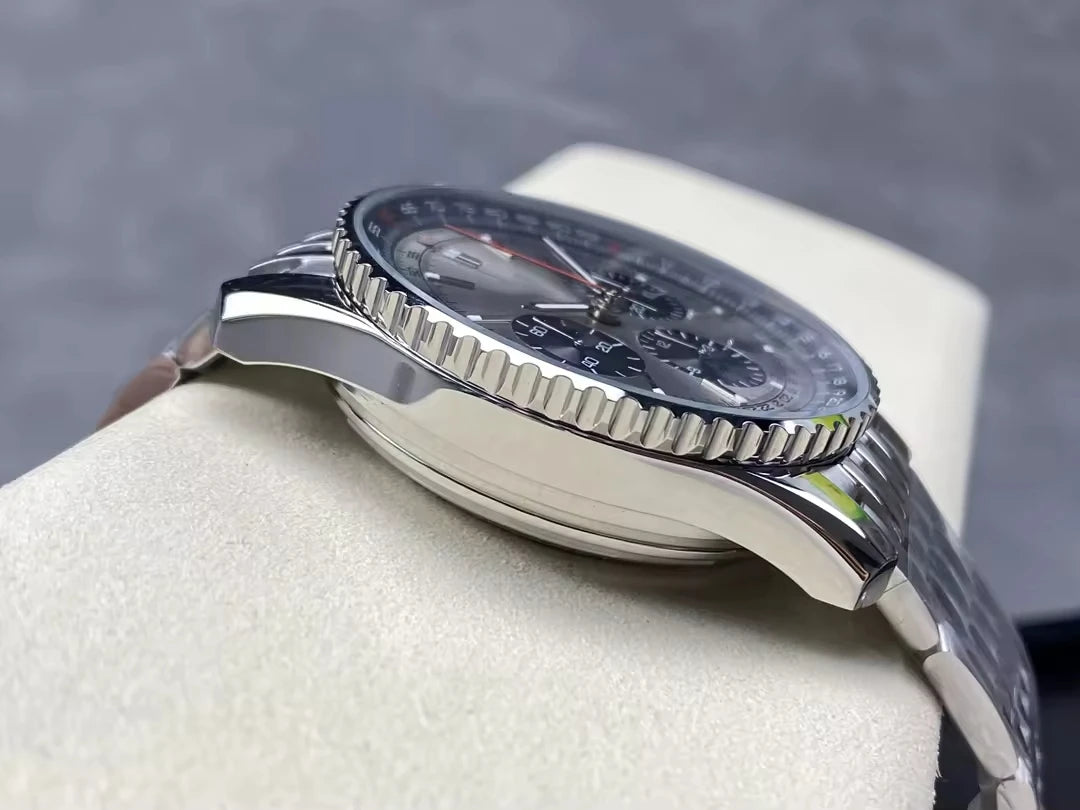 Men's Luxury Timing Watch 43mm Six Eye Exquisite Stainless Steel Strap Aviation Designer Customized Watch