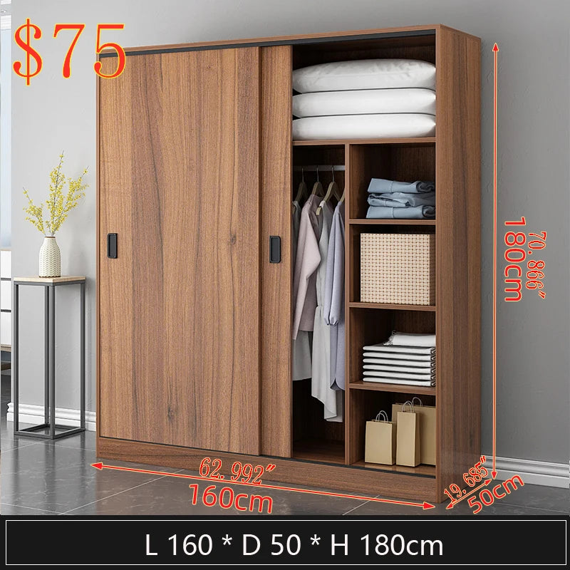 Walnut Wood Wardrobe Sliding Door — Walnut | KIMLUD