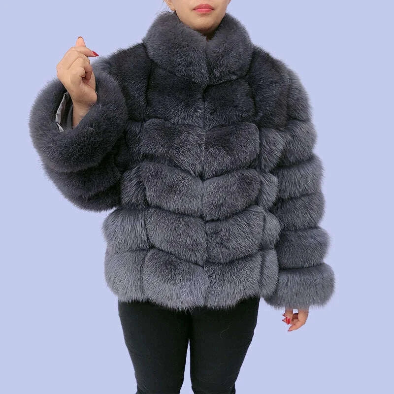 KIMLUD, Women's clothing fur coat red fox coat vertical stripe silver fox red fox fur coat fox fur coat women's natural fur coat coat, KIMLUD Womens Clothes