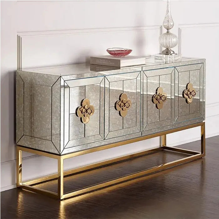 177 X 90cm High Quality Antique Golden Buffet Cabinet Mirror Furniture Mirrored Coffee Table