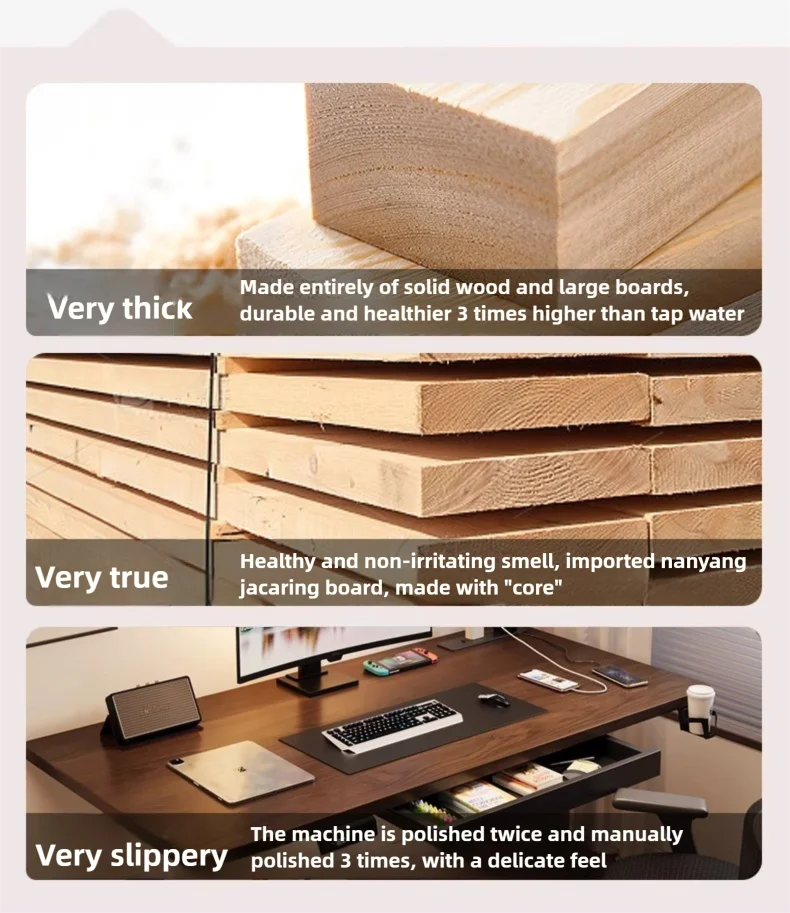 Solid Wood Standing Desk With Drawer — Dark Walnut | KIMLUD