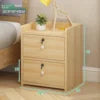 Solid Wood Bedside Cabinet With Lockable Drawers — Natural Light Wood | KIMLUD