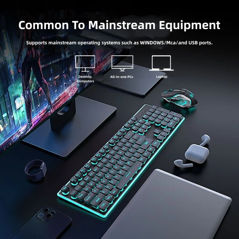 Metal Chassis Keyboard And Mouse Set Ultra-Thin Wireless Mechanical — Matte Black | KIMLUD