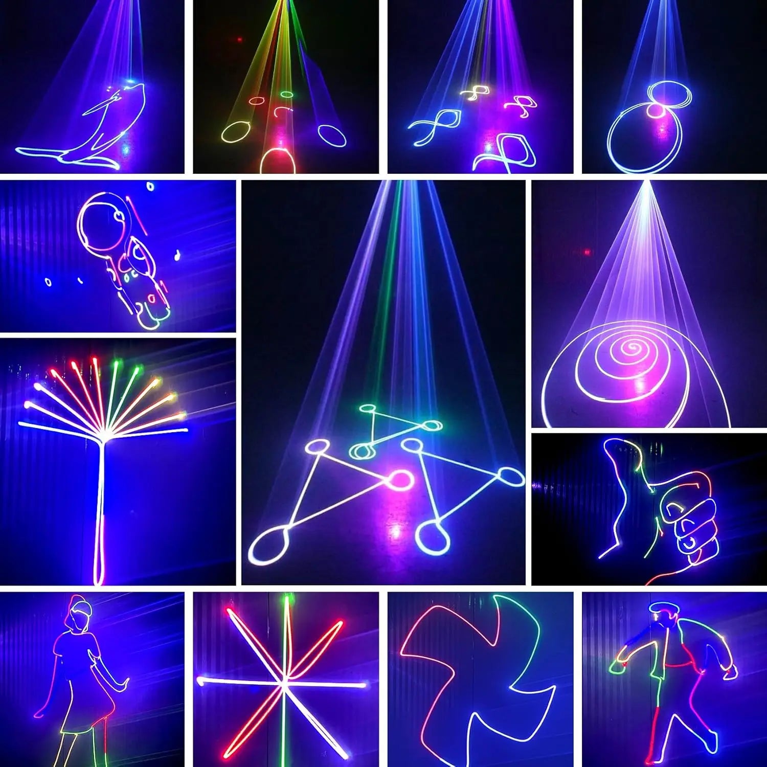 YSH 1W Laser DJ Lights 3D Animated Club Decorative Lighting Remote Control Sound Activated for Indoor/Outdoor Holidays Metal
