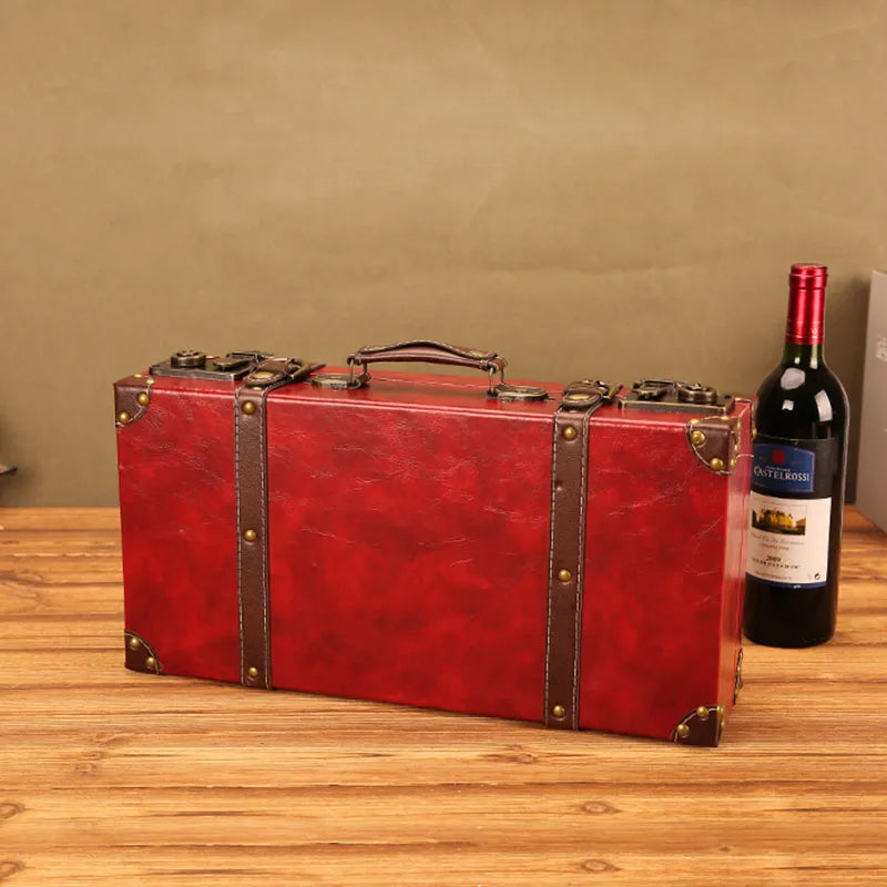 Luxurious Vintage Trunk Suitcases Leather — Brown | KIMLUD