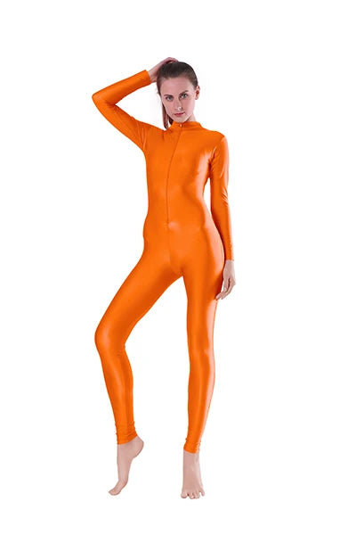 Unitard – Front Zip Mock Neck Long Sleeve – Nylon Elastane | KIMLUD