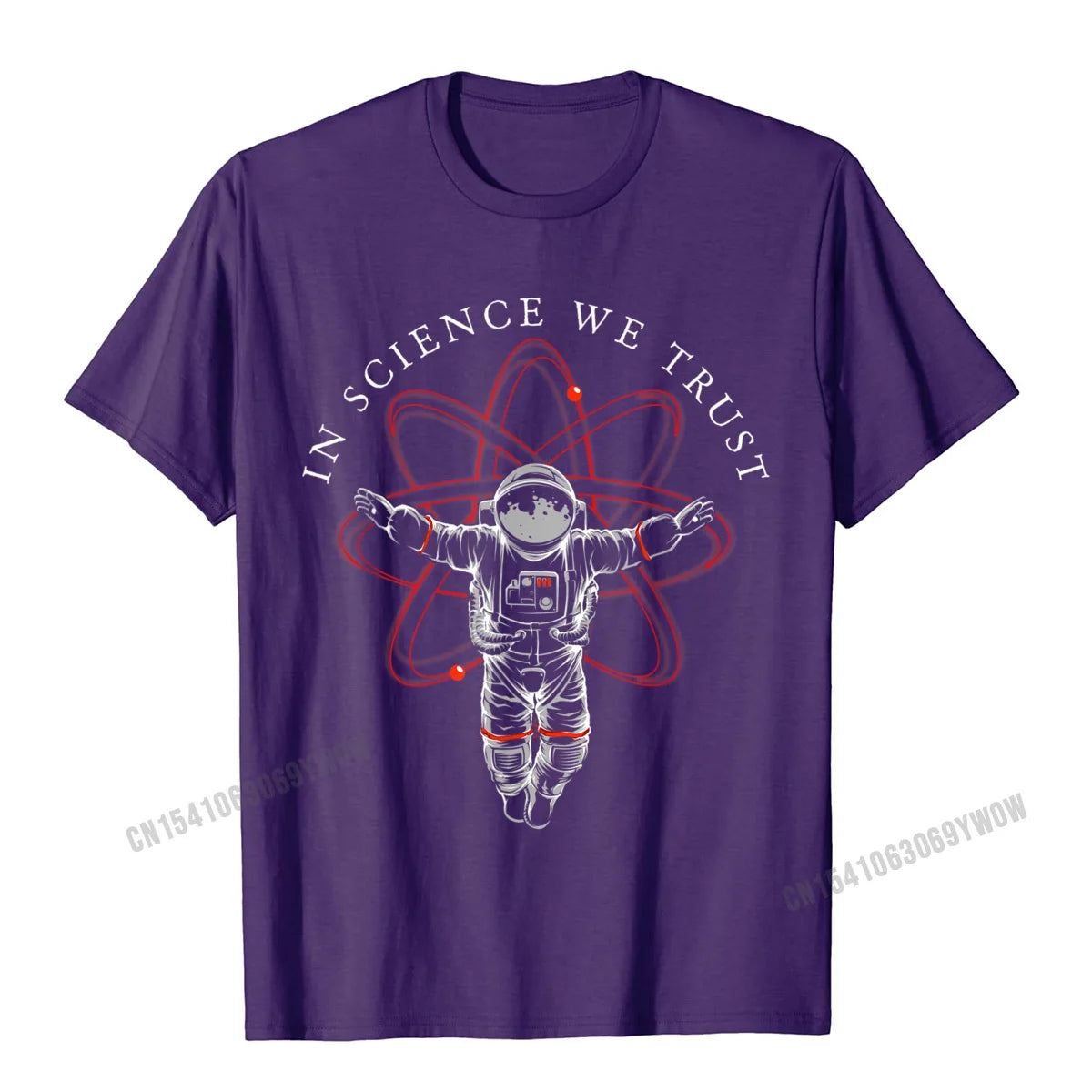 Men's T-Shirt – In Science We Trust Astronaut Print – Cotton Black | KIMLUD