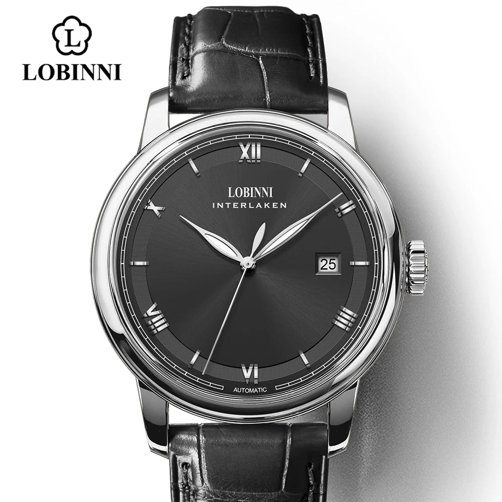 Switzerland LOBINNI Men Watches Luxury Brand Perpetual Calender Japan MIYOTA Auto Mechanical Men's Clock Sapphire Leather