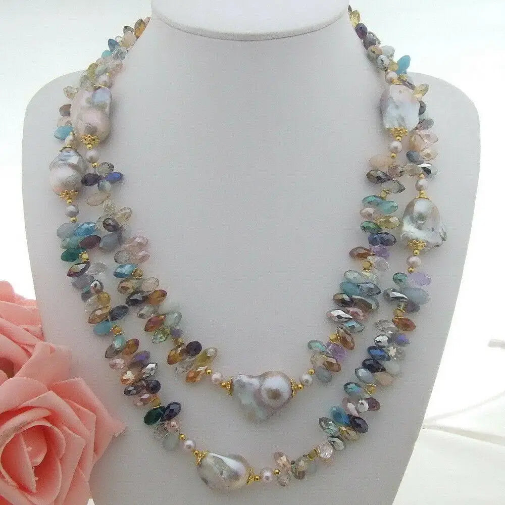 Necklace – Long Pearl Necklace – Pearl – Purple | KIMLUD