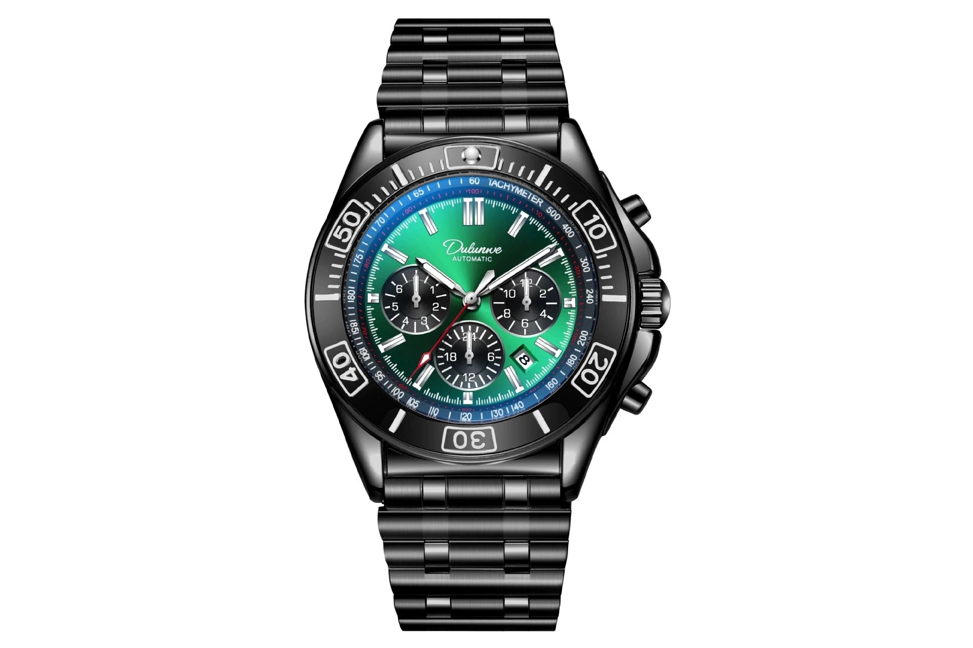 Sport Chronograph Watch With Subdials And Luminous Numerals — Green | KIMLUD