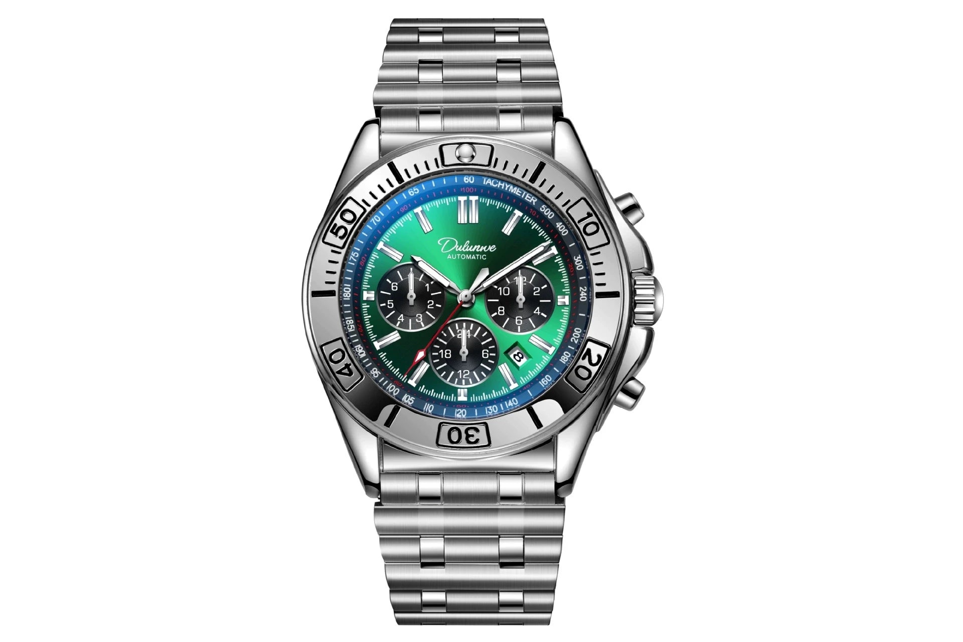 Sport Chronograph Watch With Subdials And Luminous Numerals — Green | KIMLUD