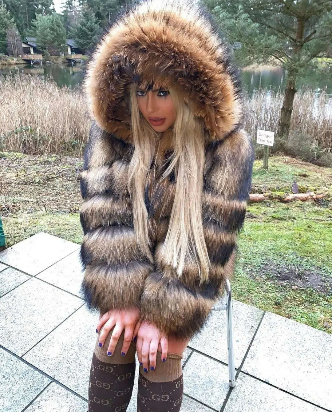 KIMLUD, MAOMAOKONG Super Hot Winter Women Luxury Thick Real Raccoon Fur Coat Natural Fox Fur Jacket Plus Size Furry Jackets Female Vest, KIMLUD Womens Clothes