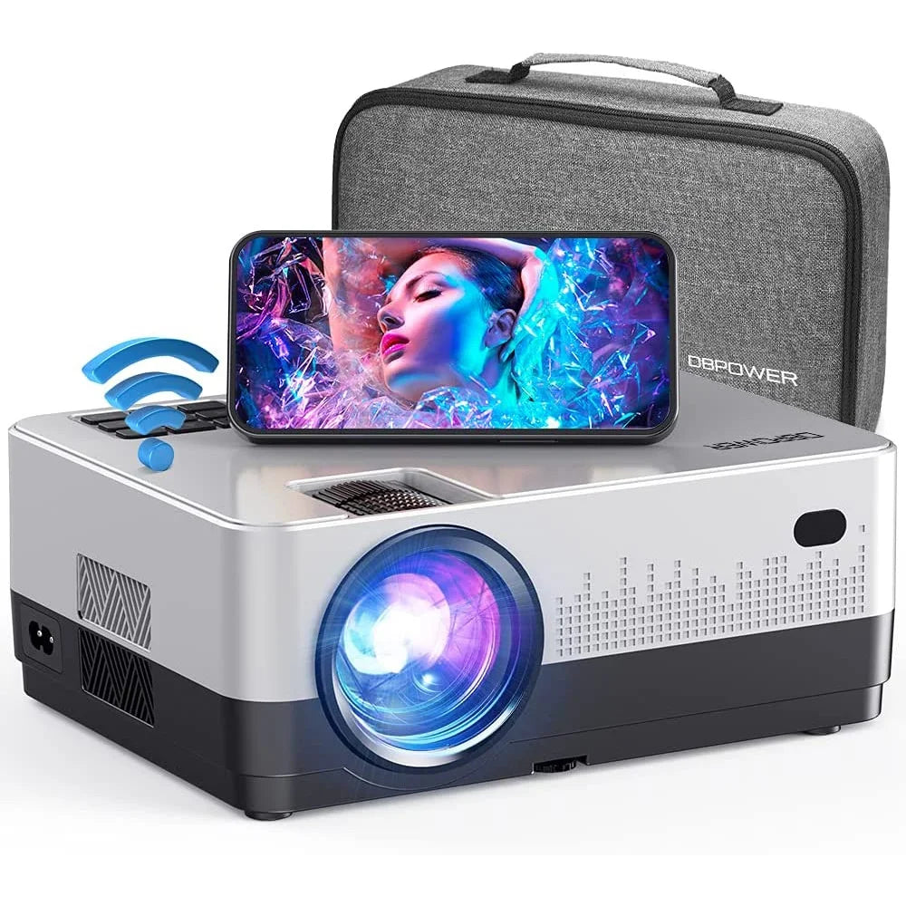 DBPOWER WiFi Projector with Carry Case 8500L Full HD 1080p Video Supports IOS/Android Sync Screen 5000 Lumens Updated Version