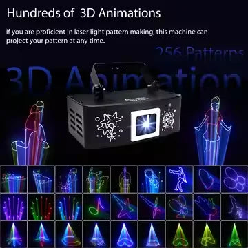 YSH 1W Laser DJ Lights 3D Animated Club Decorative Lighting Remote Control Sound Activated for Indoor/Outdoor Holidays Metal