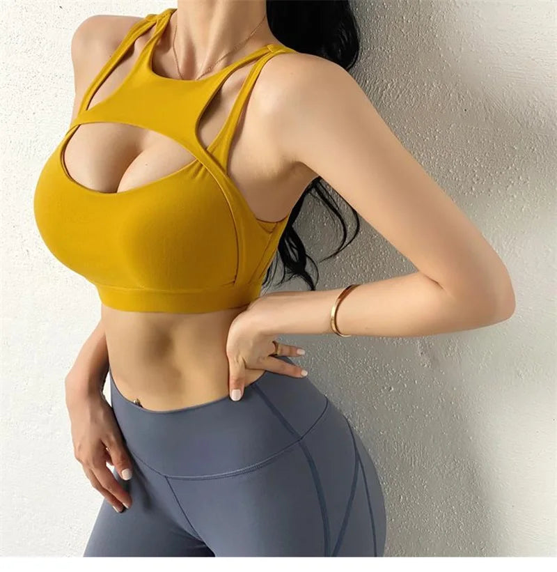 Knit Cloud Hide Sports Bra Crop Top With Pads — White | KIMLUD