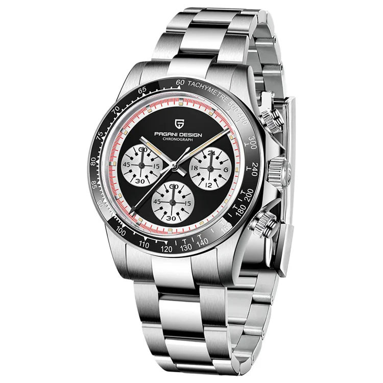 PAGANI DESIGN 1676 Classic Stainless Steel Men's Quartz Watch Ceramic Bezel Waterproof Clock Luxury Pagani Watch