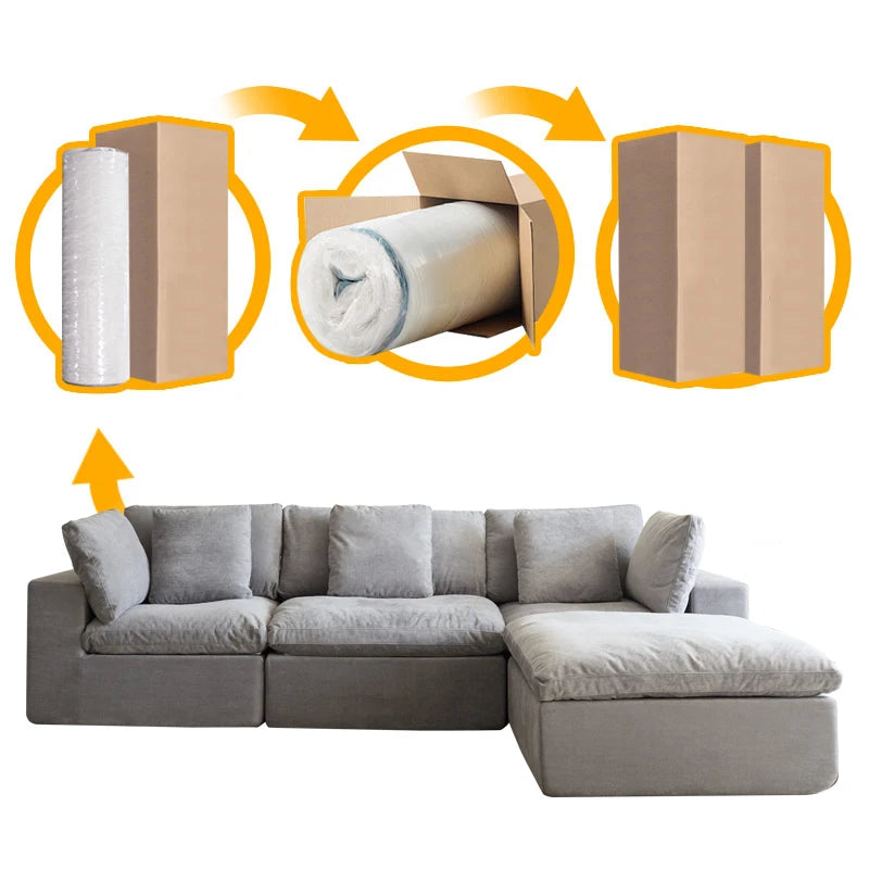 Memory Foam Modular L-Shaped Sofa Set With Cushioned Comfort And Fabric Upholstery — Grey | KIMLUD