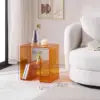 Acrylic Bedside Table With Storage — Orange | KIMLUD