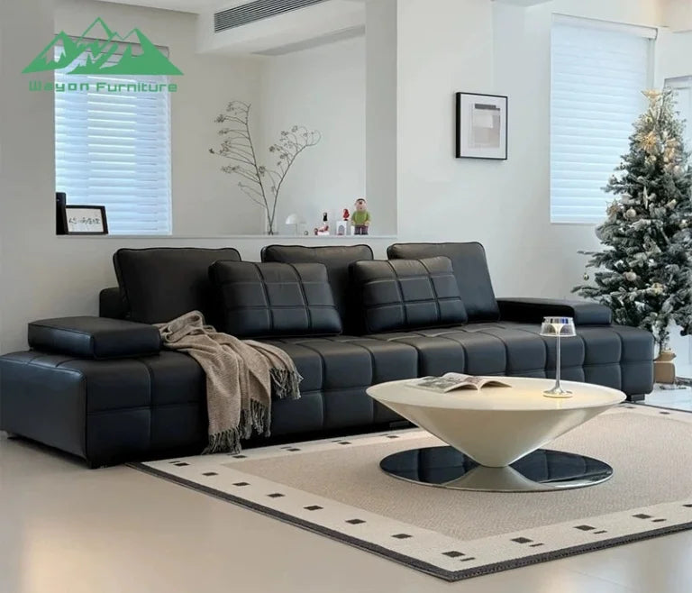 Modern Synthetic Leather Upholstered Sectional Sofa for Living Room and School Use Home Furniture