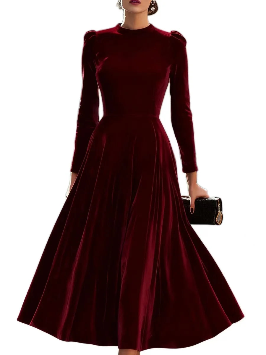 European American Cross-border Foreign Trade AliExpress for Autumn Winter New Women's Chinese Style Slim Fit Large Dress