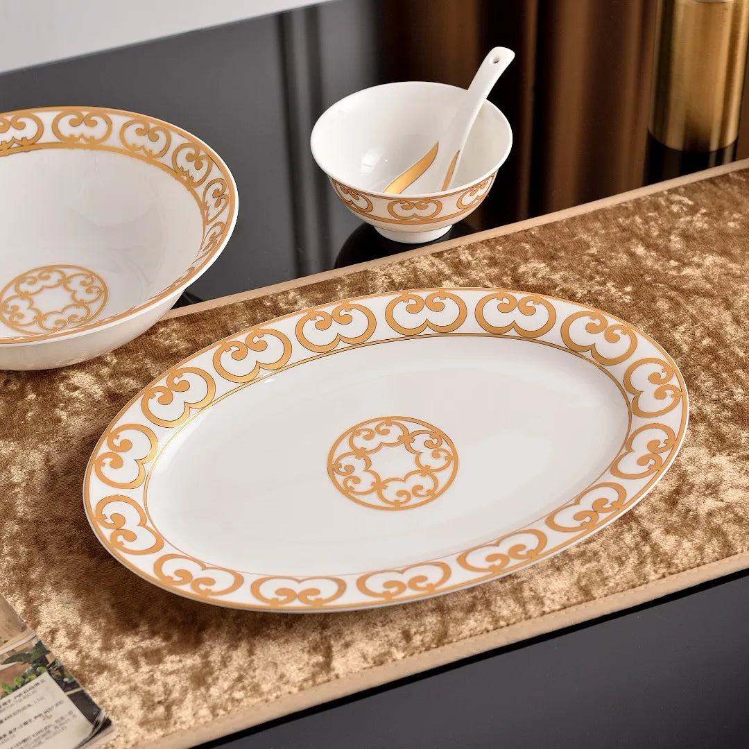 Bone China European Dinnerware Set 58-Piece — White | KIMLUD