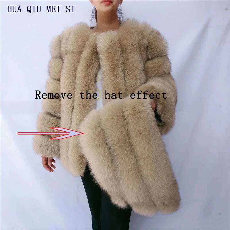 KIMLUD, Women's clothing fur coat red fox coat vertical stripe silver fox red fox fur coat fox fur coat women's natural fur coat coat, KIMLUD Womens Clothes