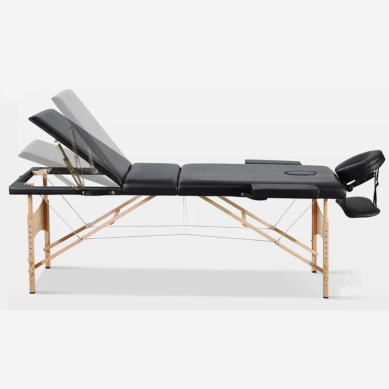 Metal Facial Massage Table Height-Adjustable Foldable — Black | KIMLUD
