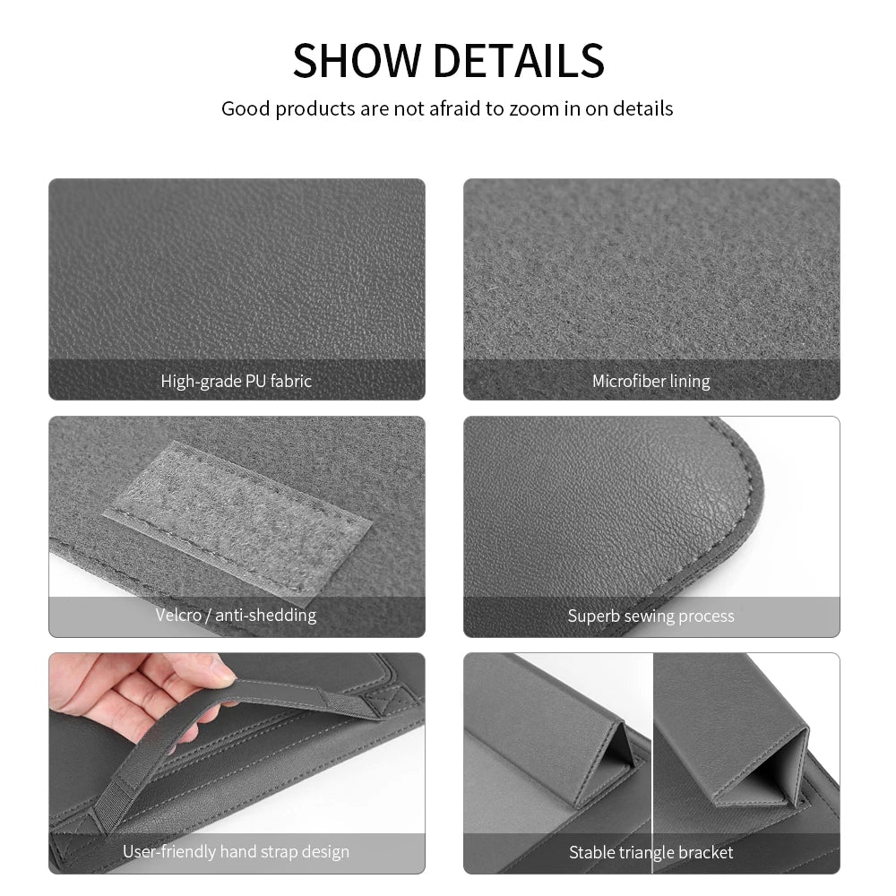 PU Leather Stand Cover MacBook Pro 16 Case — Dark Green | KIMLUD