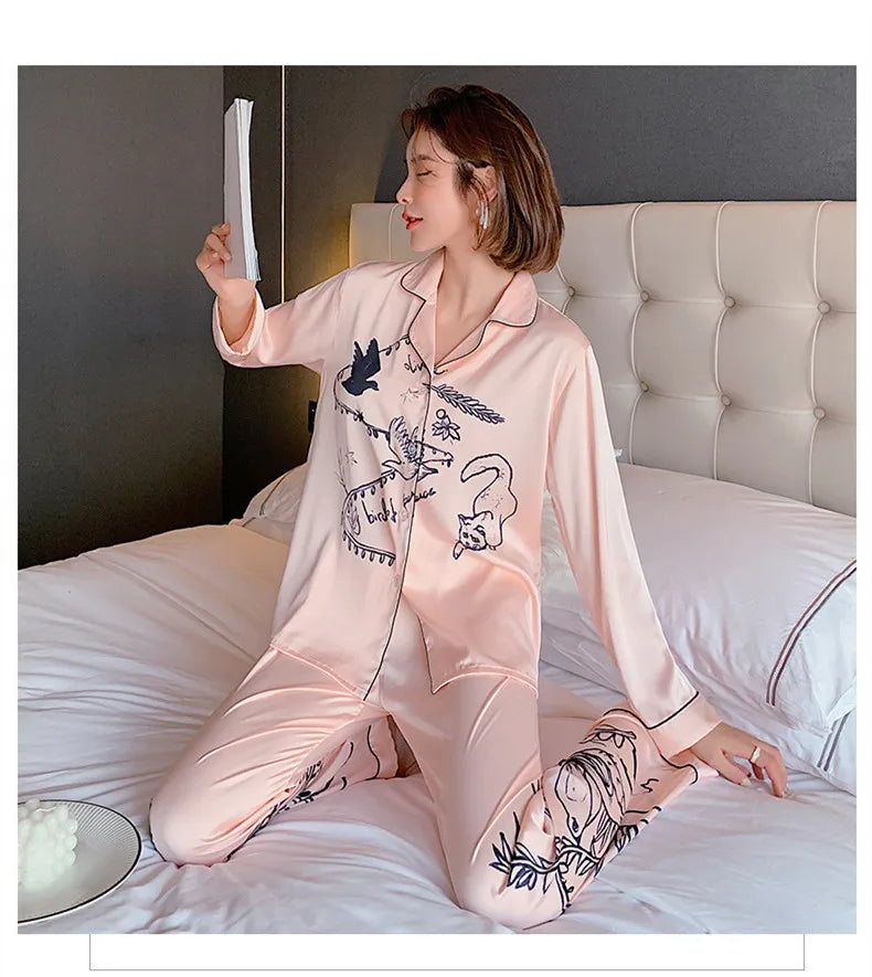 Pajamas Set – Luxury Animal Graffiti Print – Polyester Stretch | KIMLUD