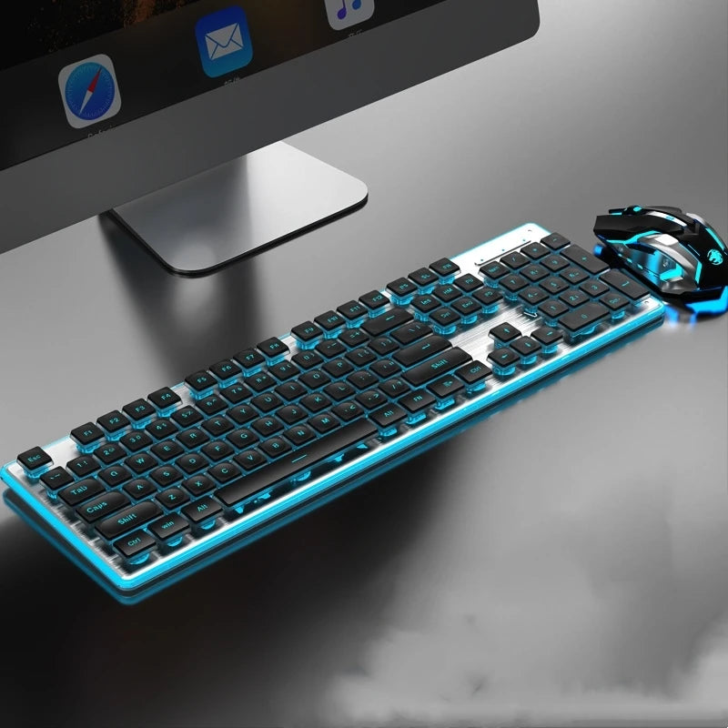Metal Chassis Keyboard And Mouse Set Ultra-Thin Wireless Mechanical — Matte Black | KIMLUD