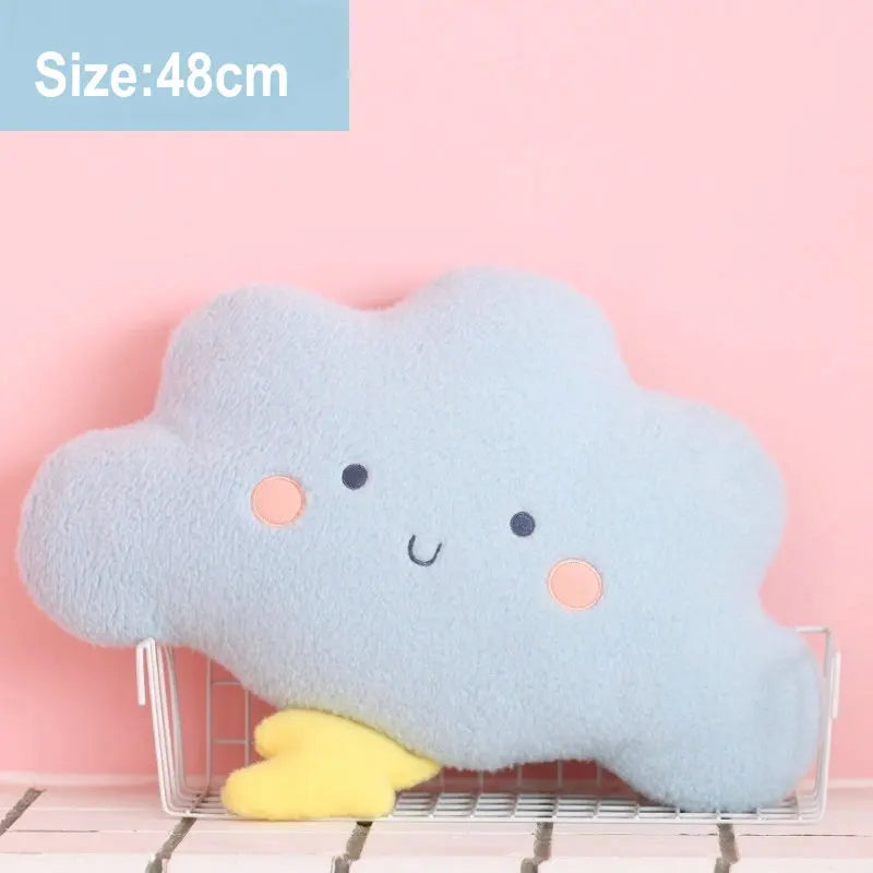 Cute Emotion Face Weather Pillow Stuffed Plush Thunder Dark Clouds Rainbow White Cloud Cushion Baby Bed Room Decor Home Decor