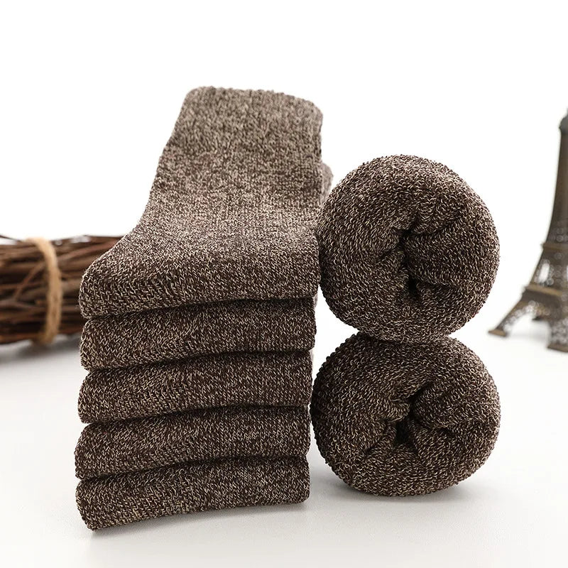 Thermal Cotton-Blend Socks 5-Pair Pack For Men — Black | KIMLUD