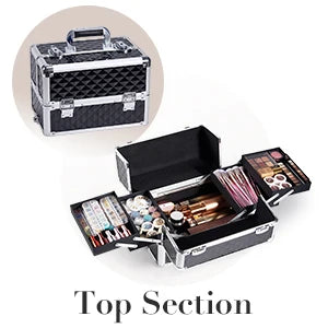 Aluminum Rolling Makeup Case 4-in-1 Water Resistant — Black | KIMLUD