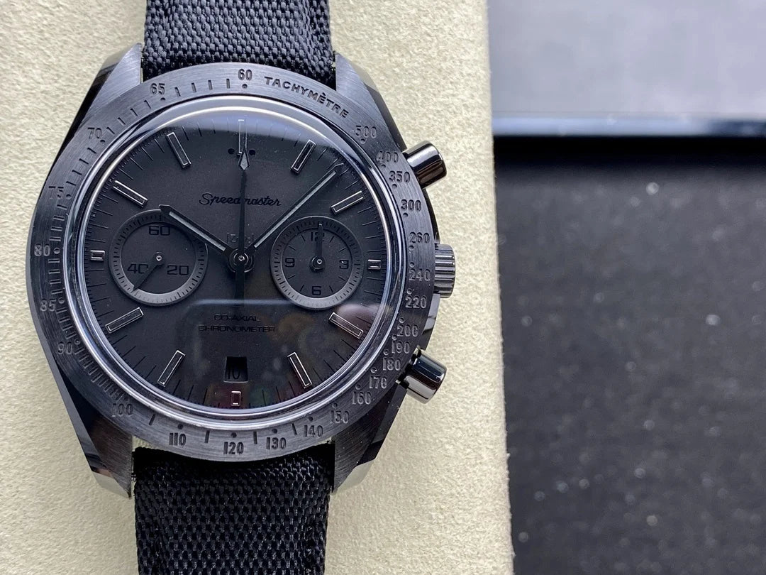 Black Ceramic Chronograph Watch 44mm — Black | KIMLUD
