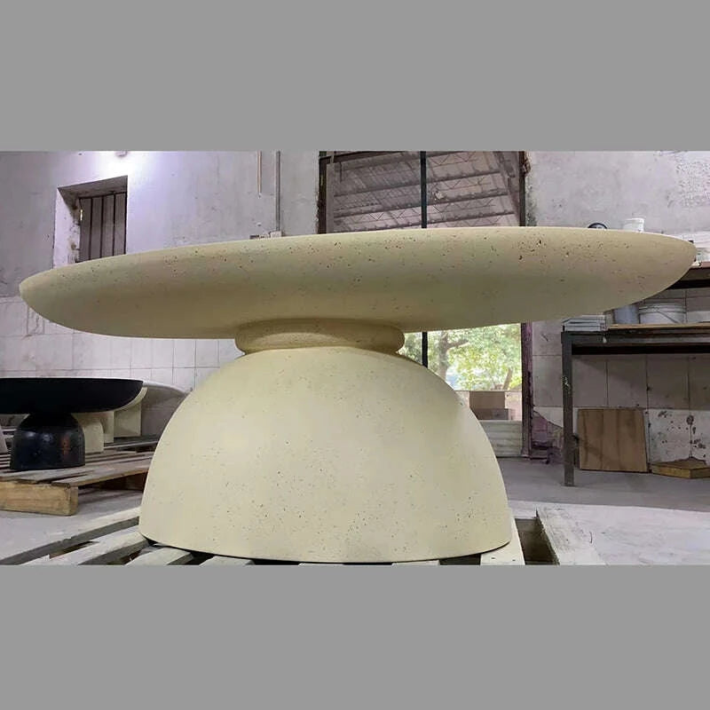 KIMLUD, Rice White Cement Concrete Furniture Apartment Durable Custom Midcentury Asian Outdoor Quality Tea Table Restaurant Furniture, KIMLUD Womens Clothes