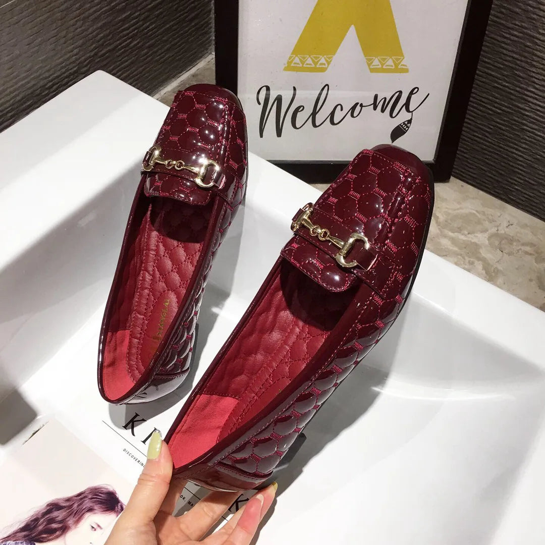 Women's Flat Shoes Spring Autumn New Square Toe Chain Comfortable Casual Square Toe Slip-On Female Shoes Large Size 36-42