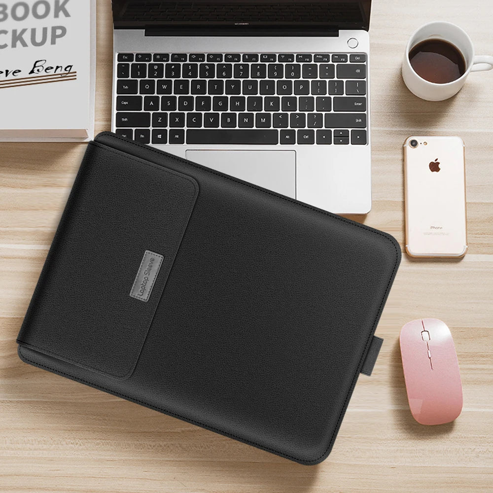PU Leather Stand Cover MacBook Pro 16 Case — Dark Green | KIMLUD