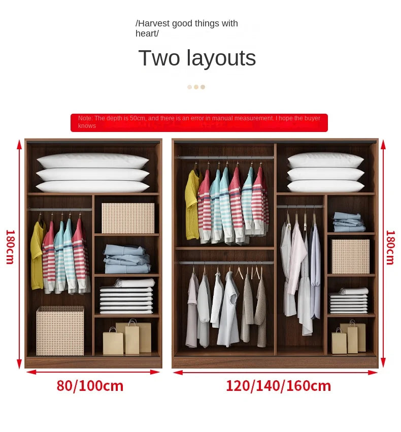 Wooden Wardrobe Minimalist Modern Bedroom Cabinet With Sliding Doors — White | KIMLUD