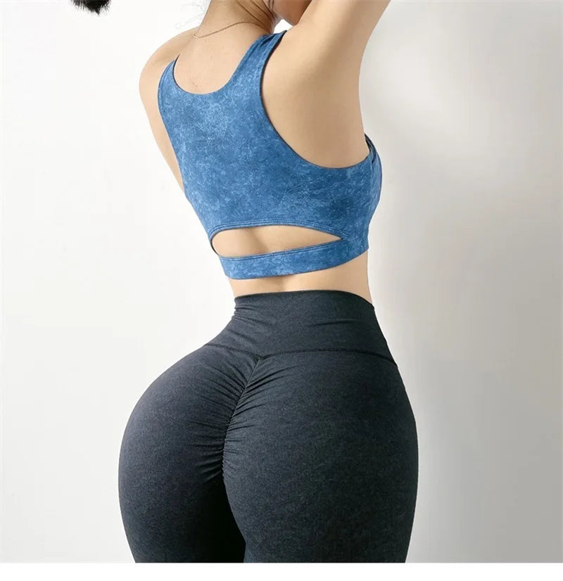 Knit Cloud Hide Sports Bra Crop Top With Pads — White | KIMLUD